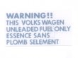画像2: WARNING Fuelステッカー VOLKSWAGEN  (2)