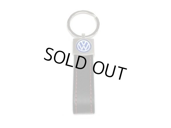 画像4: VW レザーキーチェーン #039（ブラックレザー/レッドステッチ） (4)